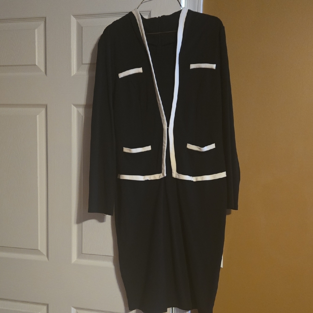 Black and White Long Sleeve Dress
